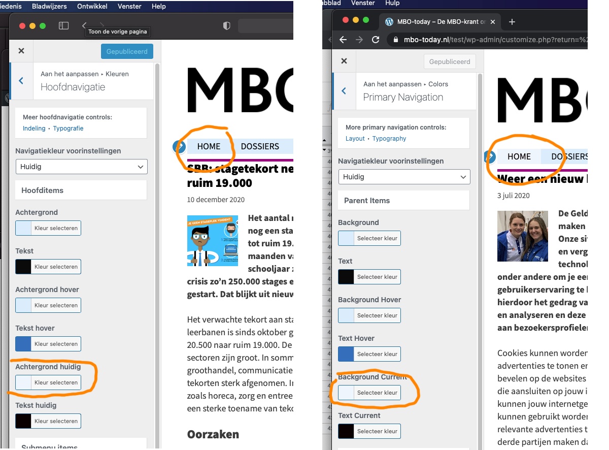 Home button (current state) in both sites